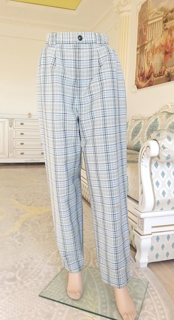 BLUE Plaid Pants S  Retro Pants Mens Pants Checke… - image 2