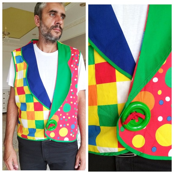 clown Vest Rainbow Vest XL clown Costume clown Cl