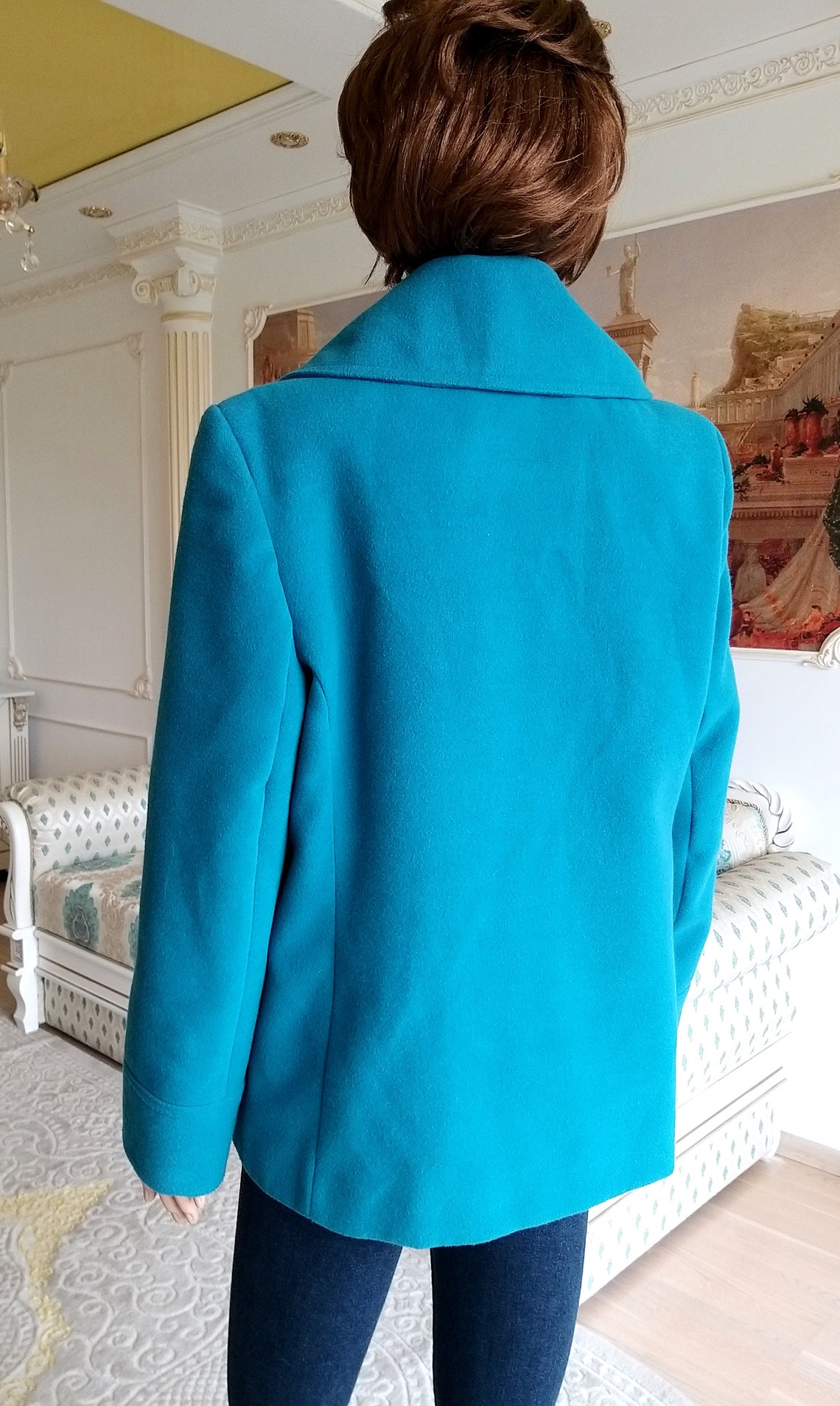 Womens Coat L Winter Coat Cashmere Coat Retro Coat Cozy Coat Etsy