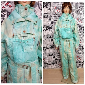 aque blue Ski Wear blue ski suit  Warm Clothing Skiing Suit Winter Snowsuit snow suit Sports suit Winter Clothing Warm suit S