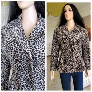 women coat Vintage faux fur leopard print coat leopard coat leopard jacket womens jacket winter coat M fur jacket fur coat retro coat