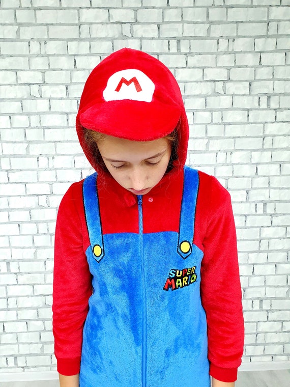 9 Years kids halloween costume party costume Super Mario costume Kigurumi pajamas Sleepwear cosplay halloween jumpsuit Romper onesie