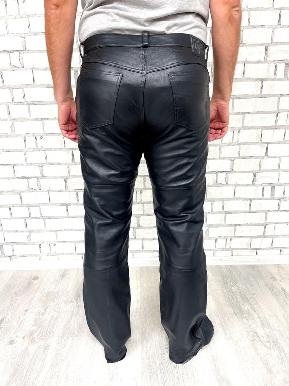 Mens Leather Clothing Western Leather pants Retro… - image 5