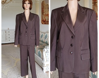 Womens suit vintage Womens pants suit pants set mod suit Secretary suit brown suit retro suit  Two Piece suit formal suit 2XL