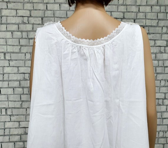 Antique slip dress 40s Antique Nightshirt XL cott… - image 6