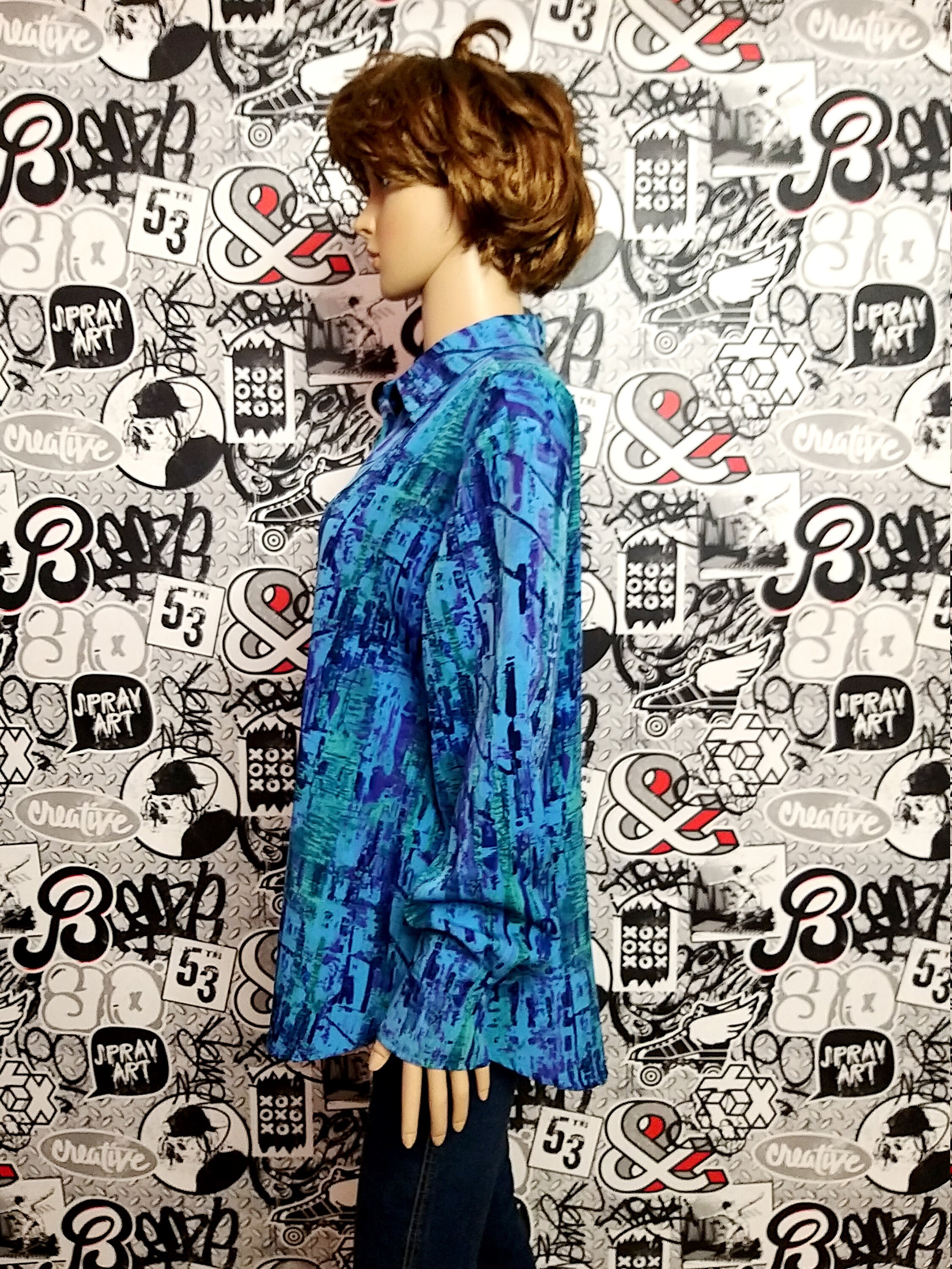 Womens shirt button shirt formal abstract blouse abstract | Etsy