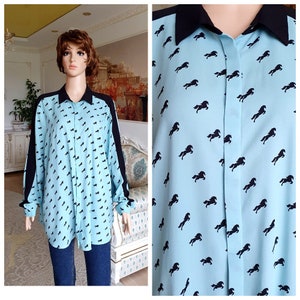 animal shirt minimalist blouse 2XL women blouse women shirt Horse shirt Horse print top  blouse animal print top animal blouse casual Blouse