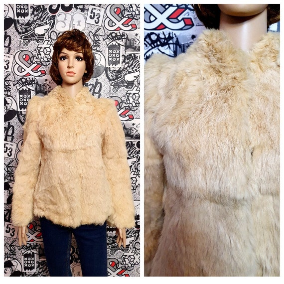 crop fur coat Genuine rabbit fur coat 80s womens … - image 1
