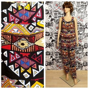 womens Coveralls One Piece black Coveralls Aztec Print  black Jumpsuit womens Jumpsuit womens Overalls  boho Jumpsuit boho Coveralls M