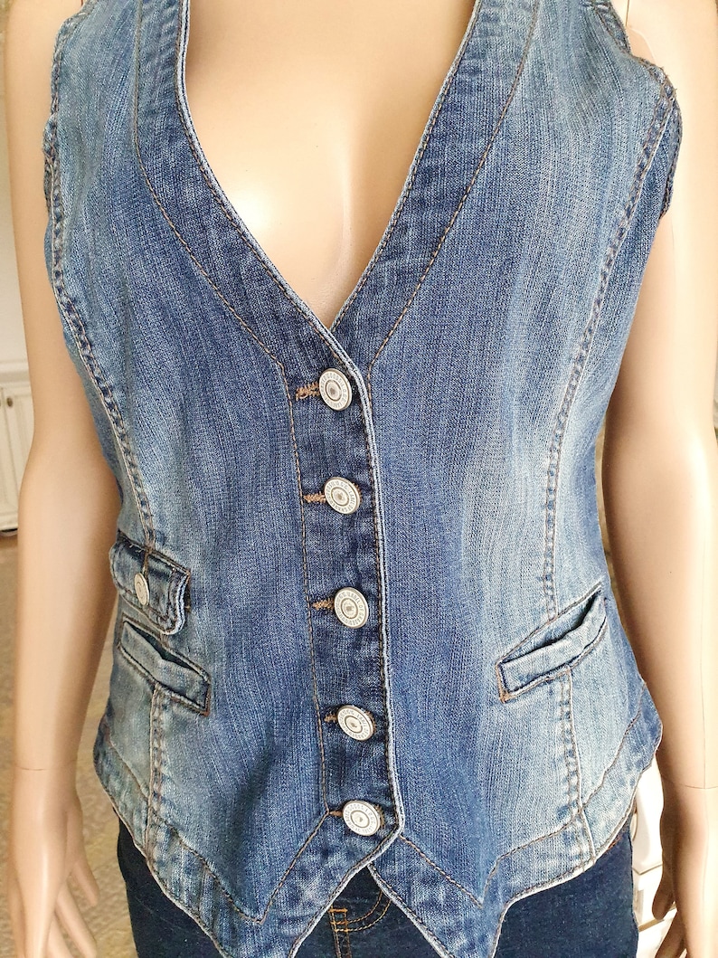 Womens Denim Vest M Vintage BLUE Denim Top BLUE Jeans Top Etsy