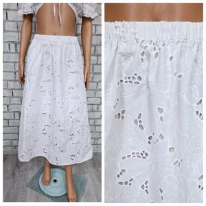 White Lace skirt M/L bridal skirt  wedding skirt womens skirt White cotton skirt womens Summer skirt Bridesmaid Skirt  classic skirt
