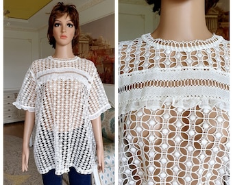 womens top 3XL white blouse Classic blouse womens Blouse womens shirt beach top summer top white top crochet top crochet blouse