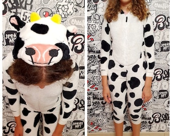 9-10 ans enfants costume de vache costume d’animal vache onesie costume de carnaval costume d’Halloween cosplay enfants