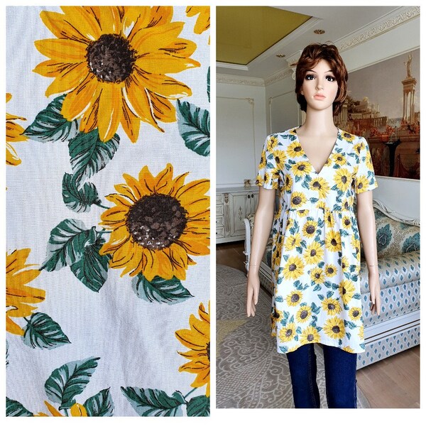 Damen Bluse S Blumen Tunika Sunflower Tunika Umstands Bluse Umstands Tunika Blumen Shirt Blumen Bluse Sunflower Print Bluse