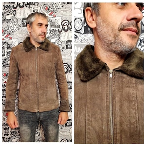 Chaqueta de ropa para hombre Chaqueta de cuero para hombre Chaqueta de otoño vintage Chaqueta de primavera Ante Blazer Chaqueta de ante Blazer Chaqueta de ante de cuero Chaqueta deportiva M