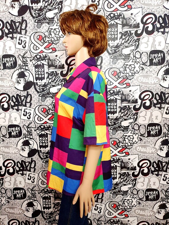 Rainbow Clothing 80s abstract blouse abstract shi… - image 4