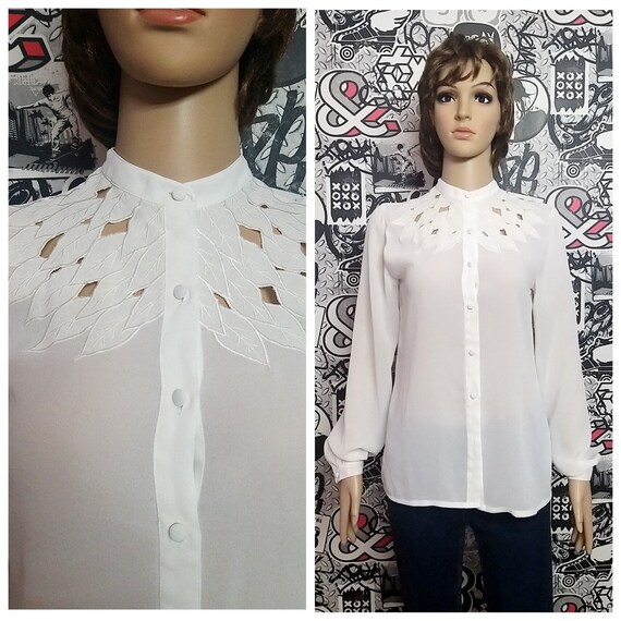 80s Victorian Blouse M Vintage Victorian Clothing