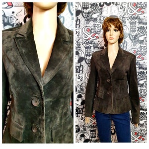 Jaren &#39;70 retro blazer womens Lederen Kleding Vintage bruin Lederen blazer Lederen jas bruin blazer bruin jasje buttom Blazer M