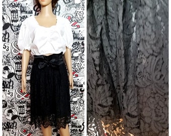 lace black skirt goth Clothing 90s Bohemian skirt goth skirt womens skirt Vintage black tulle skirt M