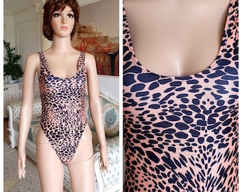 women Swimwear Vintage leopard print Swimsuit Vintage One Piece Bathing Suit boho swimsuits XS Animal swimsuits