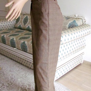 boho pants Chino pants 80s brown Plaid pants suit pants Retro Pants brown Pants Vintage Golf Pants L work Pants Plaid Trousers image 7