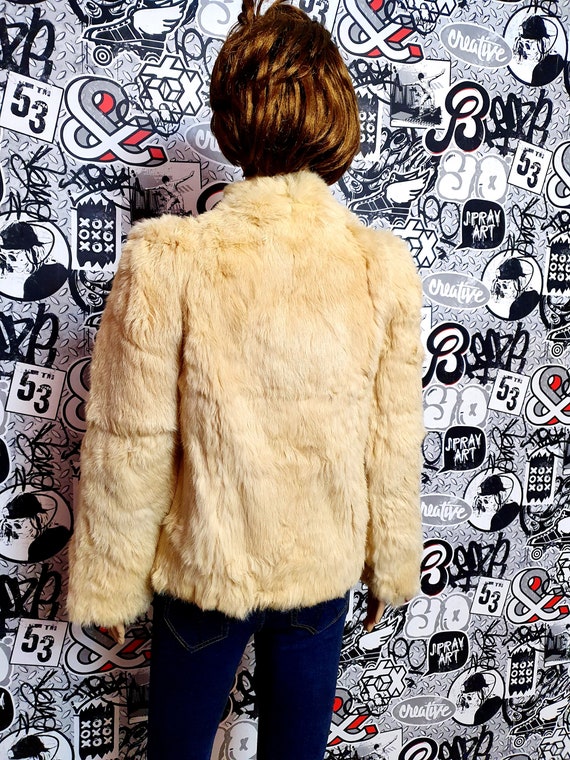 crop fur coat Genuine rabbit fur coat 80s womens … - image 7