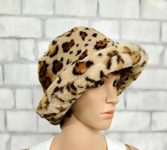 Leopard Print Hat M Retro Hat Bucket Hat Women Accessories 