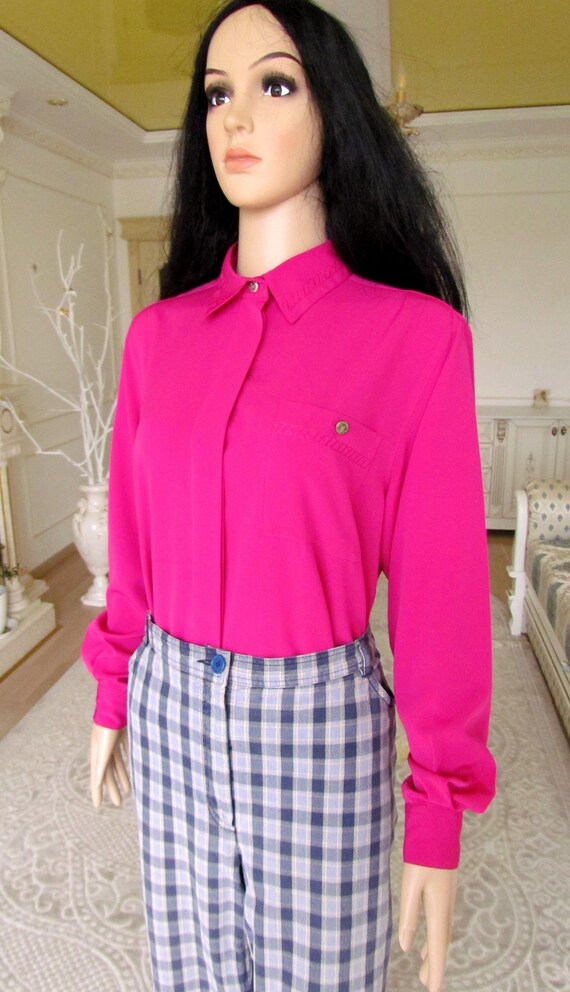 80s pink blouse long sleeve Blouse Victorian Blou… - image 5