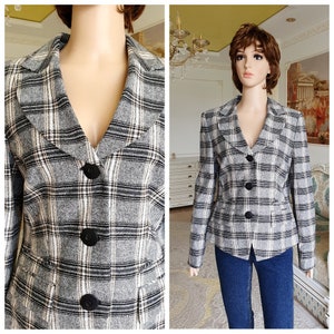 Chaqueta de mujer Chaqueta de mujer M Tartan blazer Chaqueta a cuadros marrón Chaqueta de lana chaqueta de lana de mujer Blazer a cuadros Blazer de todos los días Blazer marrón