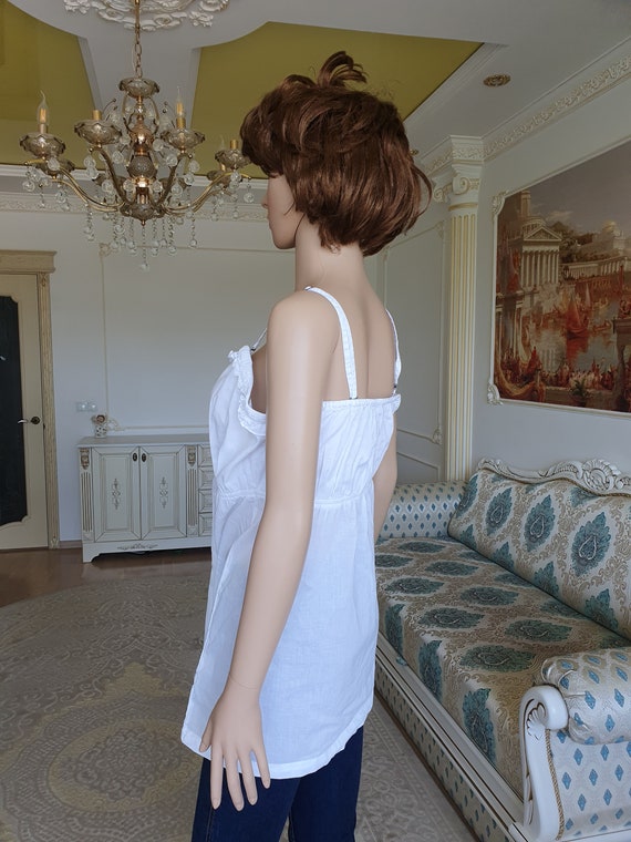 Antique blouse Antique Shirt XL white Camisole To… - image 5