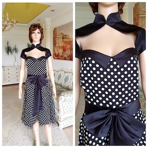 80s Rockabilly dress prom dress circle dress women dress black white polka dot dress party dress 2XL Pin Up Dress Midi Dress retro dress