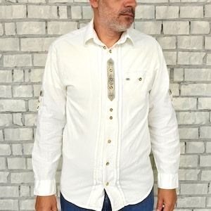mens Trachten Shirt M cotton Shirt mens Shirt  Folk ethnic Festival mens Oktoberfest Shirt Dirndl shirt bavarian shirt Hippie Austrian Shirt