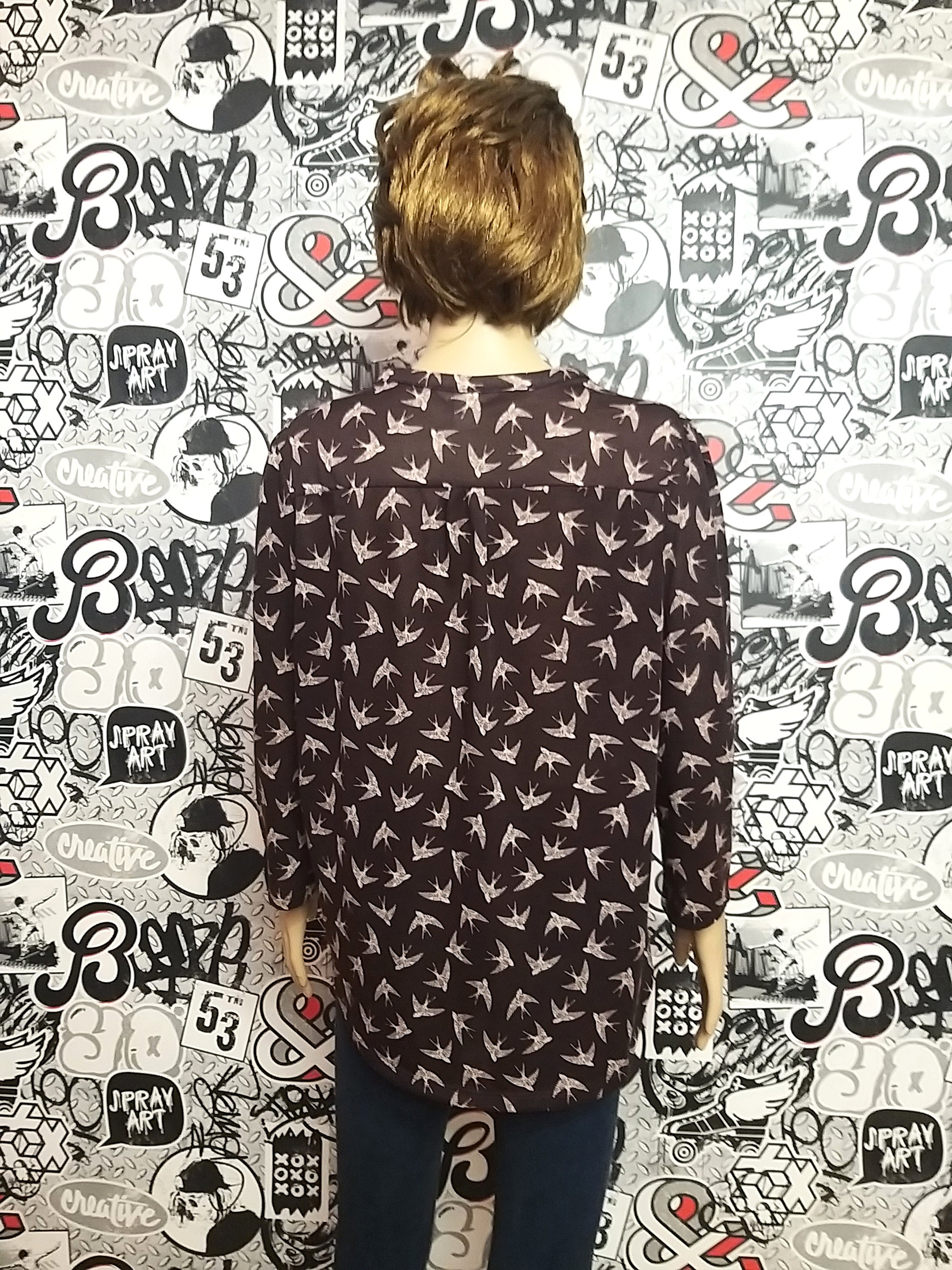 Bird Print Shirt Womens Shirt Womens Bird Shirt Bird Top Bird Etsy