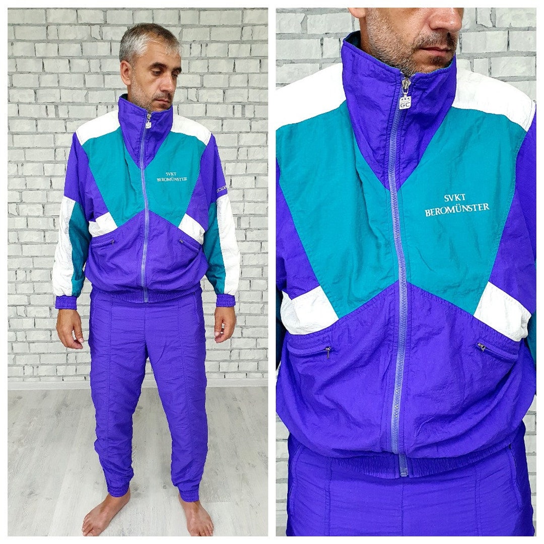 90s Purple Track Suit L Mens Track Suit Colorful Sport Suit Etsy