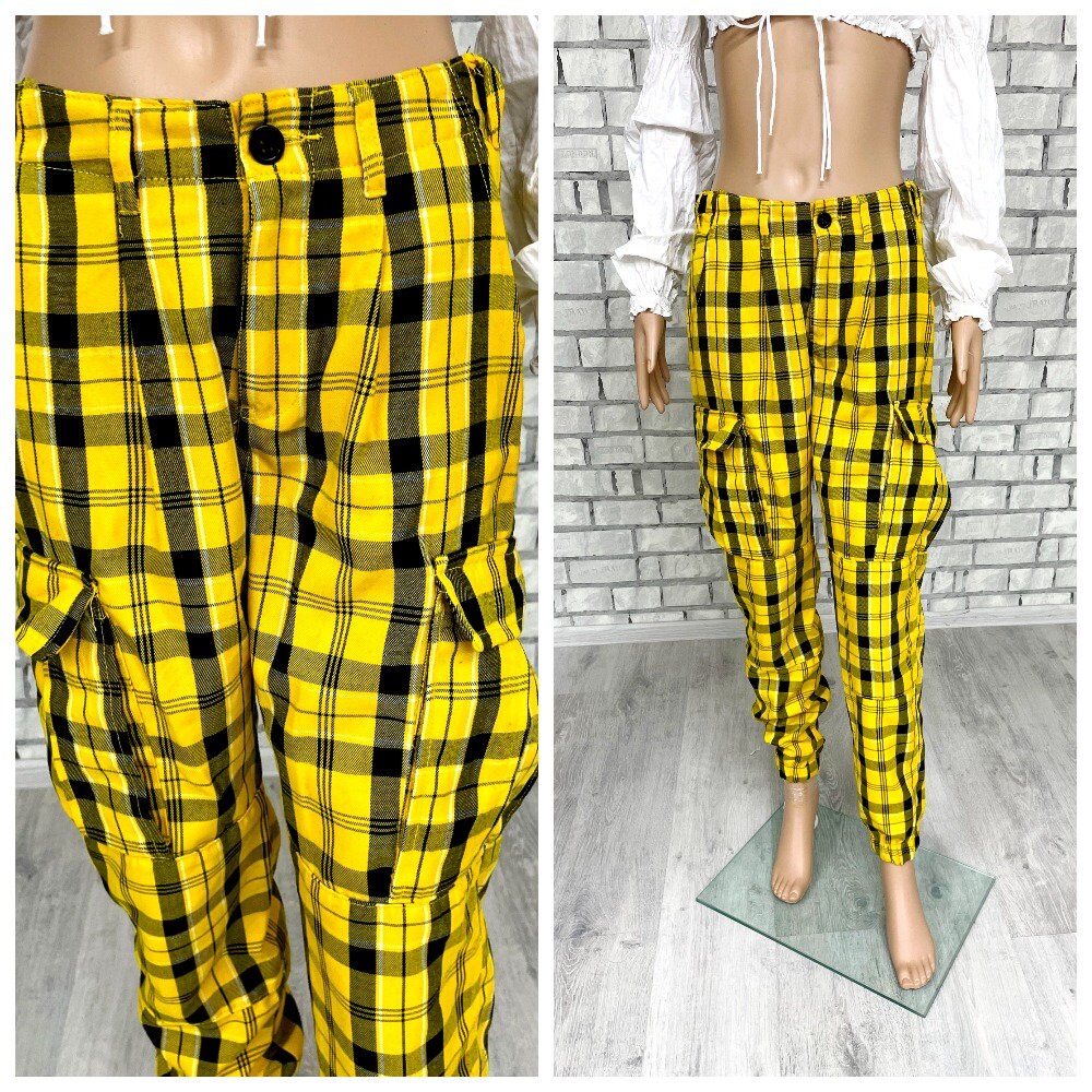 Yellow plaid cheap dress pants