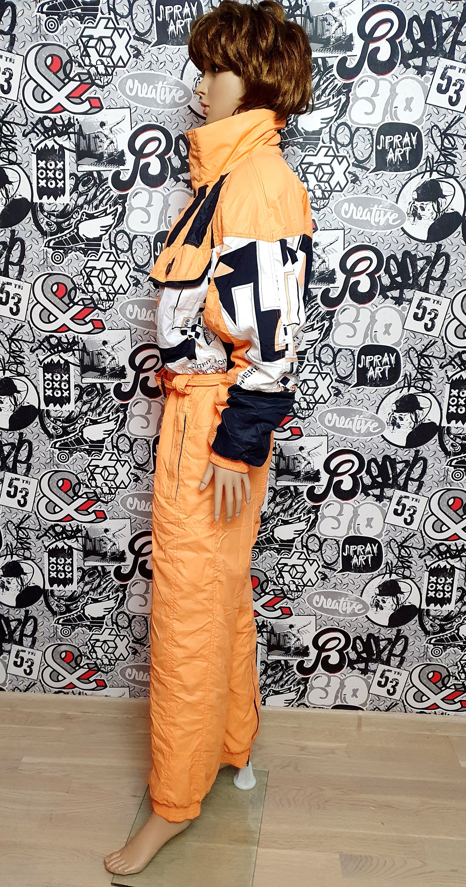 Orange Ski Suit Vintage Warm Clothing Vintage Skiing Suit Ski Etsy