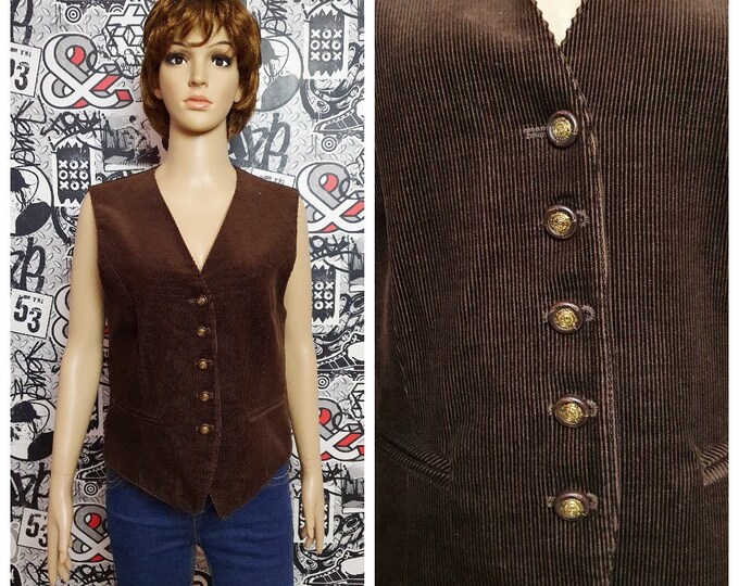 Brown Corduroy Vest Brown Vest Vintage Womens Vest Brown Top Victorian