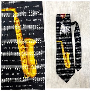 saxophone print Necktie musician gift music gift party tie orchestra tie Novelty Necktie music tie music Necktie Mens tie musician tie