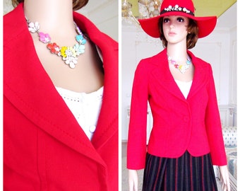 valentine day gift womens Red blazer 80s Clothing Vintage 80s jacket Size S Red jacket Boho Blazer