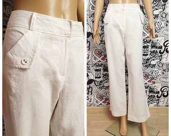 womens linen pants White linen pants White linen Clothing White pants L womens linen trousers womens Pants White trousers