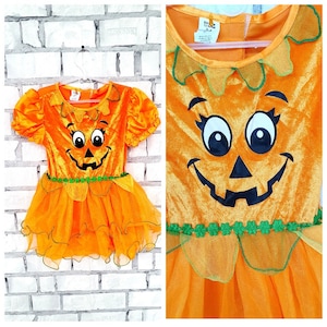 3T Toddler  girl dress pumpkin costume halloween dress pumpkin dress tutu dress  cosplay orange dress fancy dress halloween Clothing