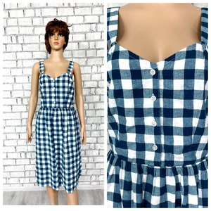 womens dress Gingham dress M check dress Babydoll dress cotton dress Plaid dress  beach dress summer dress sun  dress