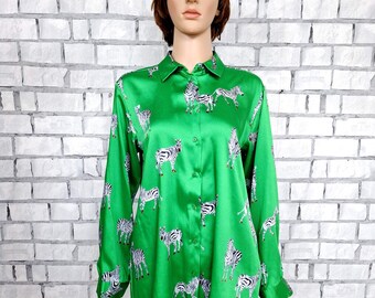 Camicetta con stampa zebrata M zebra Camicia verde camicetta