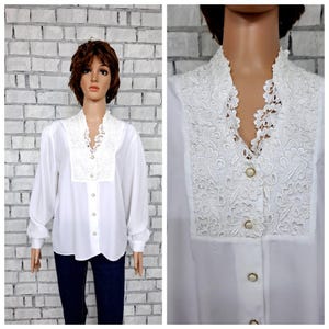 formal blouse L Victorian Clothing ivory blouse Vintage Victorian style Blouse  Edwardian Victorian shirt womens blouse Edwardian Blouse