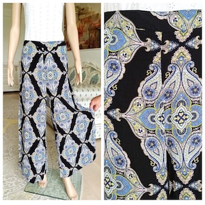 multicolor pants wide pants Culottes Abstract print Wide Leg Pants Palazzo Pants summer skirt pant Waist Pants boho Pants beach Pants M