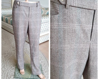 UNISEX wool Pants plaid Trousers L Mens Plaid Pants Retro Pants Mens Pants Checkered Pants Tartan Pants Golf Pants Disco Pants