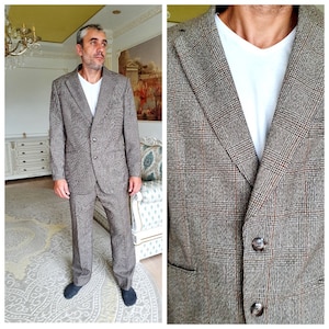 wedding suit bridal suit plaid suit XL Mens wool suit Checkered Suit Two Piece suit Mens pants Suit trousers Suit classic Suit formal Suit