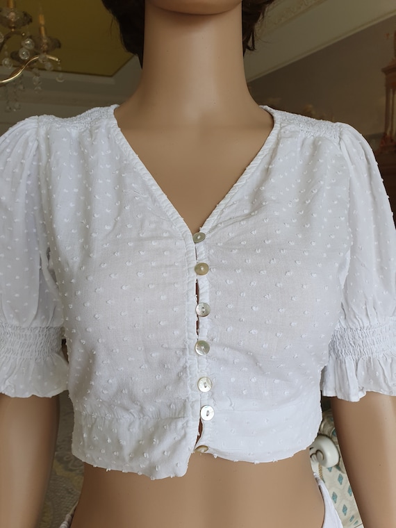 dirndl top S Dirndl Blouse Crop Blouse  folk blou… - image 2