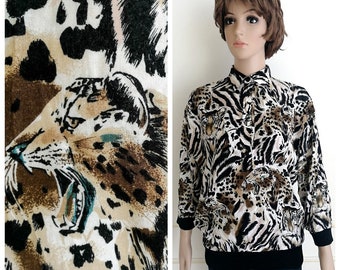 mothers day gift womens blouse womens shirt  boho blouse tiger print tiger blouse tiger  shirt  animal print animal shirt animal Blouse