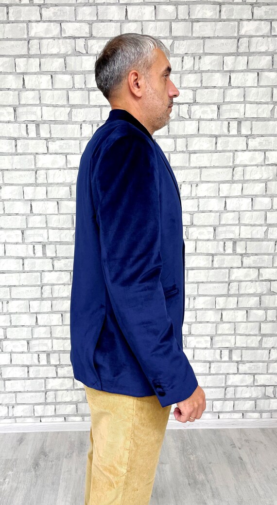 navy blue velvet blazer mens velvet jackets Mens … - image 5